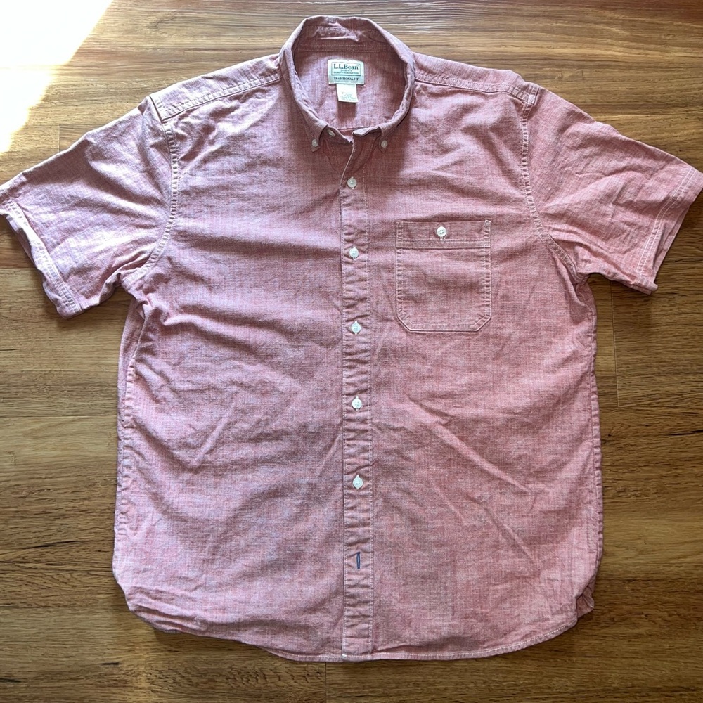 L.L. Bean Men's Casual Red Button-Down Shirt